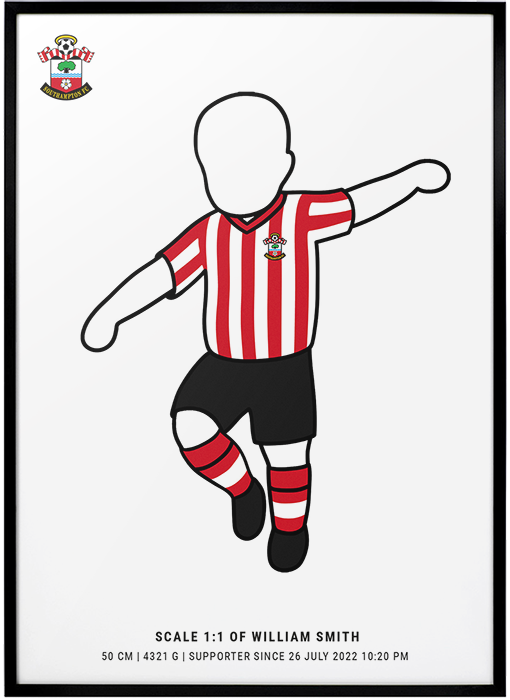 bilde av innrammet plakat med Southampton-supporter